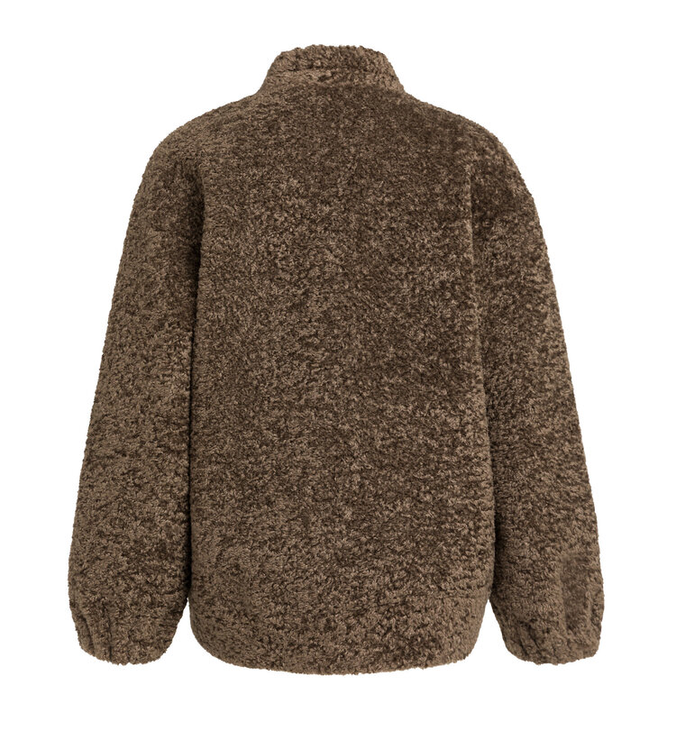 Yaya Faux Fur Kimono Wrap Jacket Slate Black Brown