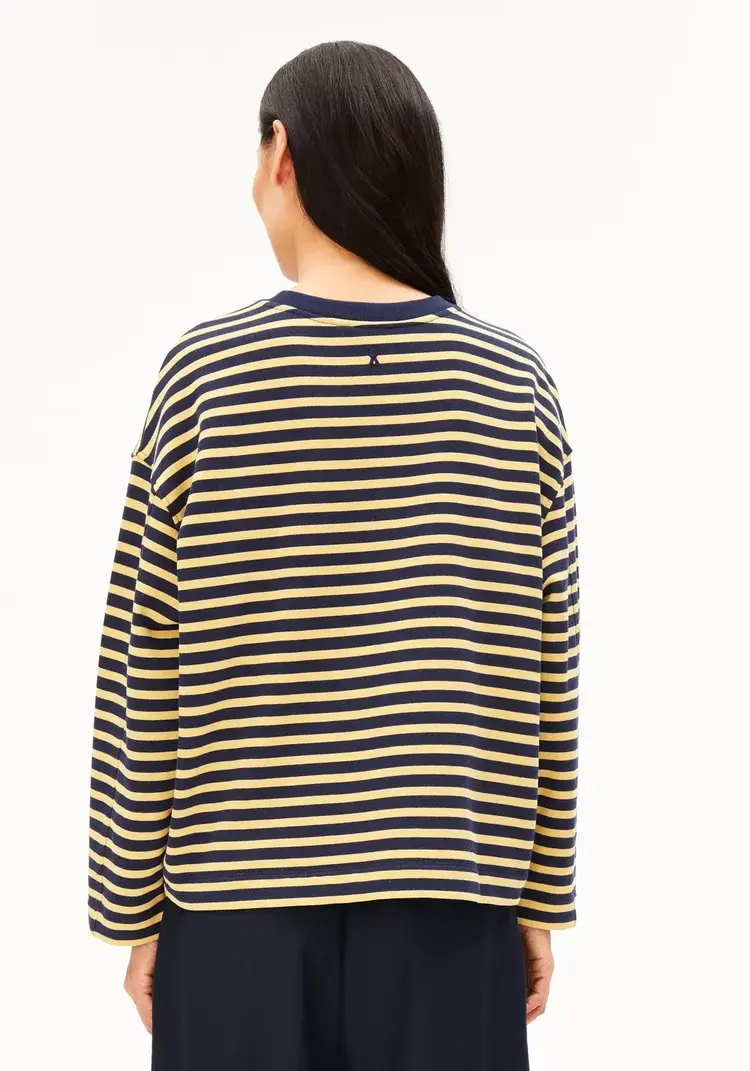 Armed Angels FRANKAA Maarlen Stripe Sweatshirt Golden Hay-Tinted Navy