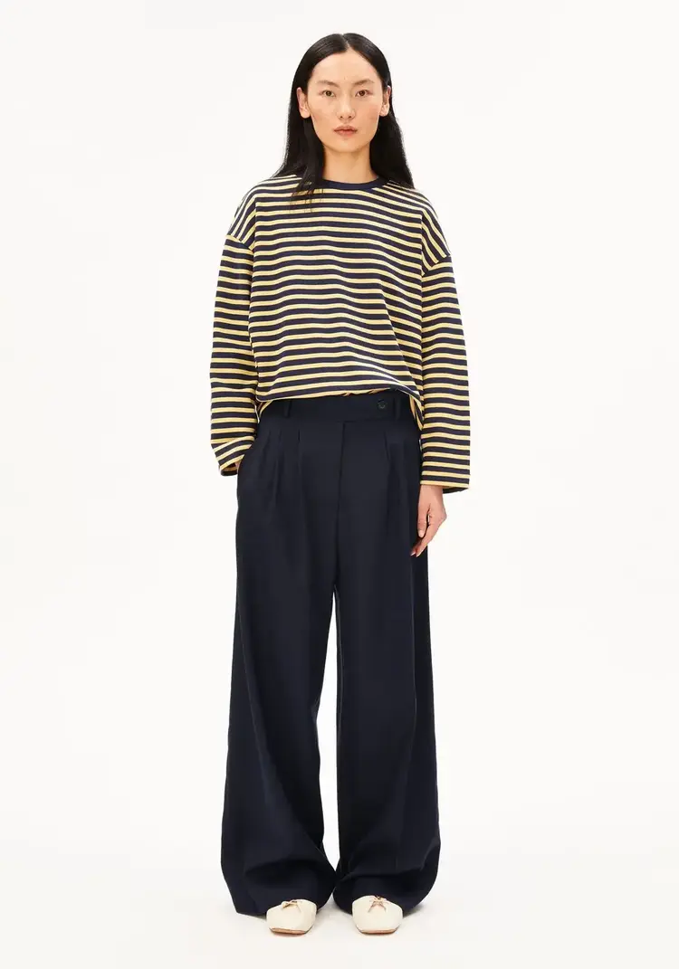 Armed Angels FRANKAA Maarlen Stripe Sweatshirt Golden Hay-Tinted Navy