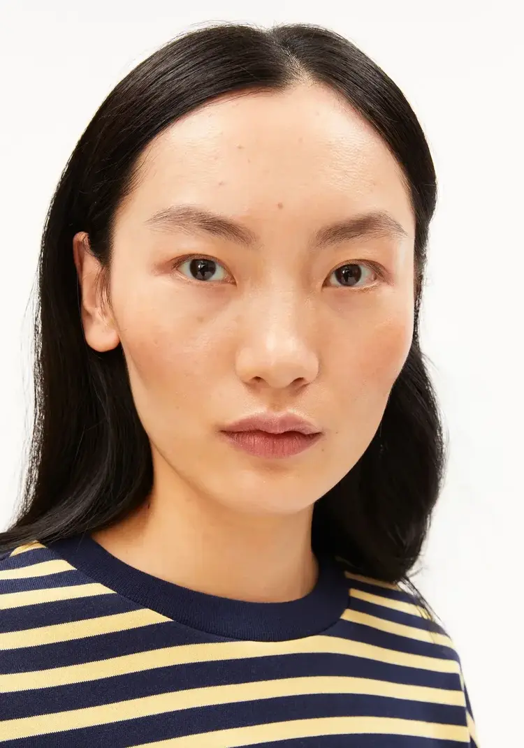 Armed Angels FRANKAA Maarlen Stripe Sweatshirt Golden Hay-Tinted Navy
