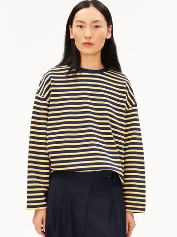Armed Angels FRANKAA Maarlen Stripe Sweatshirt Golden Hay-Tinted Navy