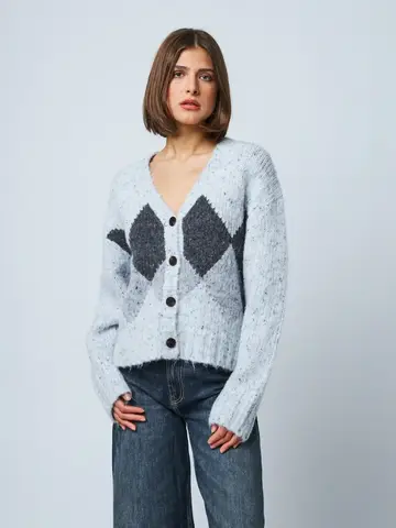 Line the Label Etta Cardigan Cloudy Argyle