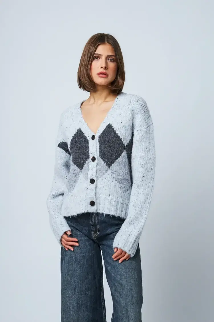 Line the Label Etta Cardigan Cloudy Argyle