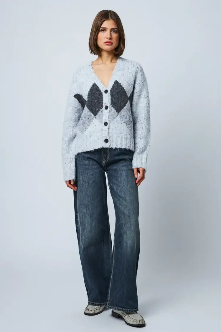 Line the Label Etta Cardigan Cloudy Argyle
