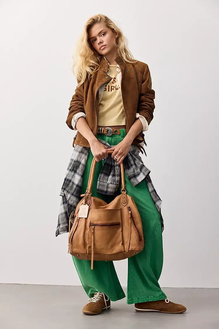 Free People WTF Emerson Tote Bag Saddle