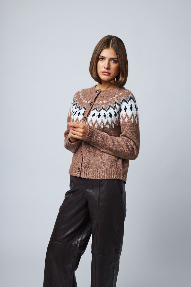 Line the Label Ulla Cardigan Smokey Fairisle