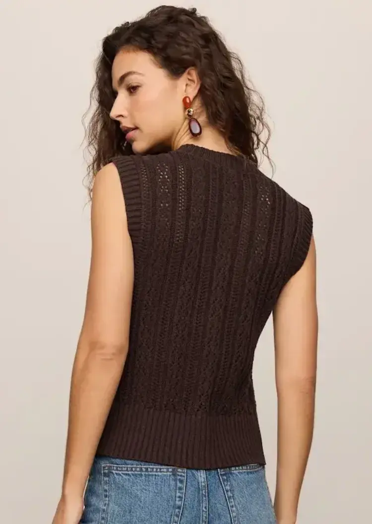 ZSupply Cabot Crochet Vest Dark Chocolate
