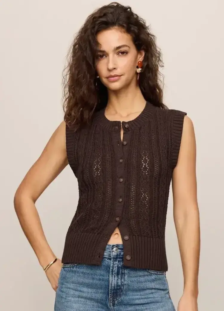 ZSupply Cabot Crochet Vest Dark Chocolate
