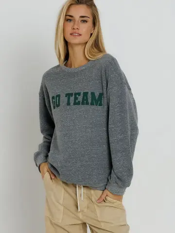 Sunny Somewhere Go Team Oversized Crew Heather Grey