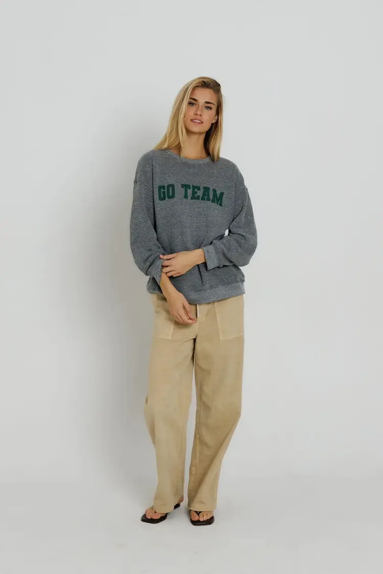Sunny Somewhere Go Team Oversized Crew Heather Grey