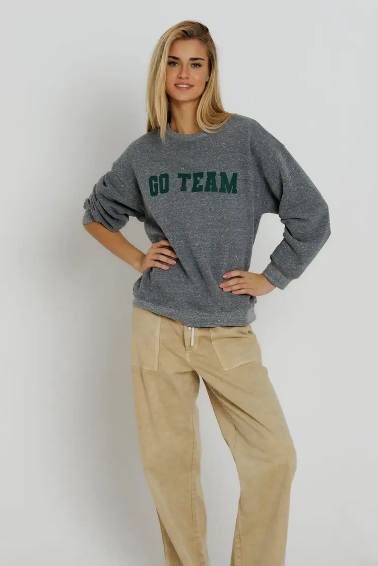 Sunny Somewhere Go Team Oversized Crew Heather Grey