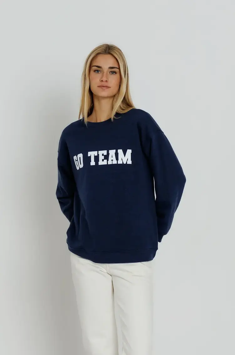 Sunny Somewhere Go Team Oversized Crew Navy