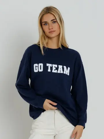 Sunny Somewhere Go Team Oversized Crew Navy