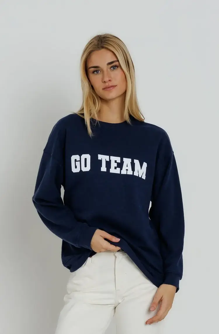 Sunny Somewhere Go Team Oversized Crew Navy
