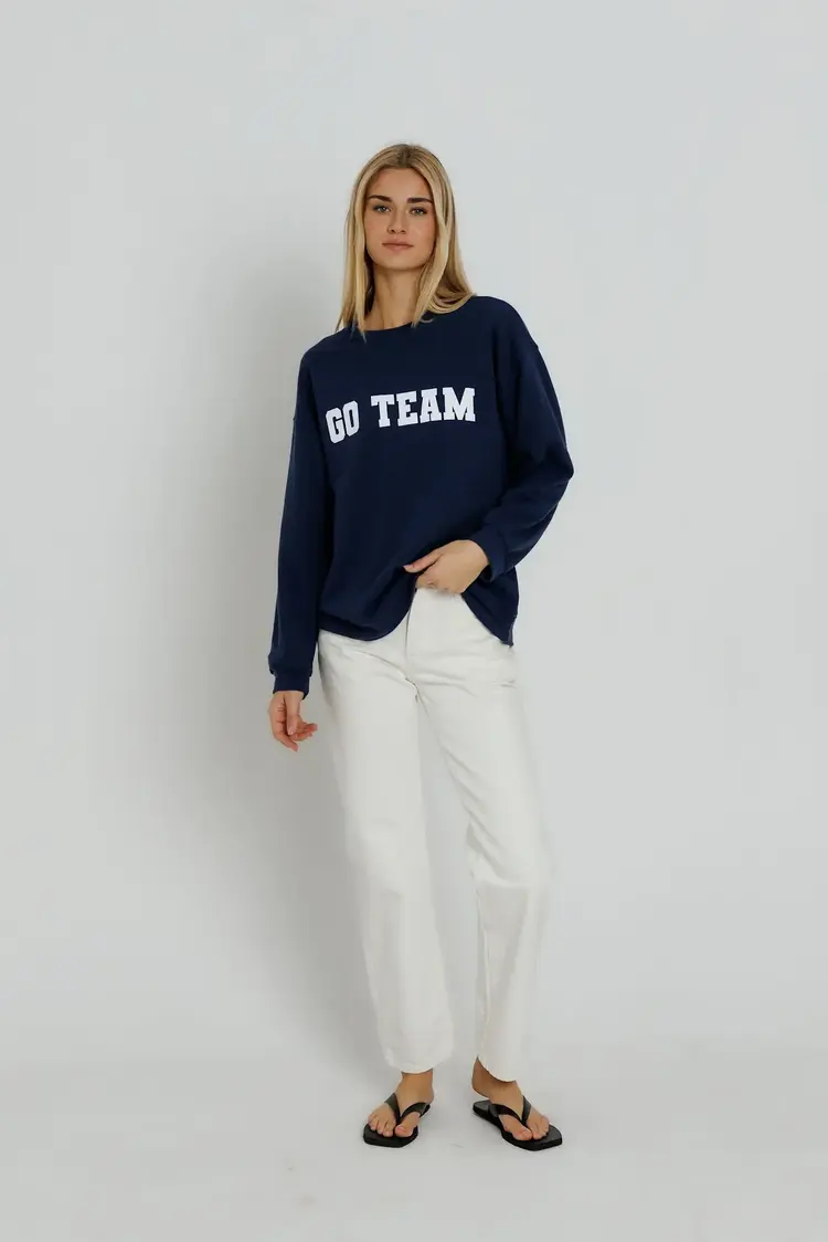 Sunny Somewhere Go Team Oversized Crew Navy