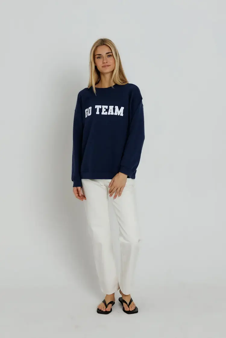 Sunny Somewhere Go Team Oversized Crew Navy