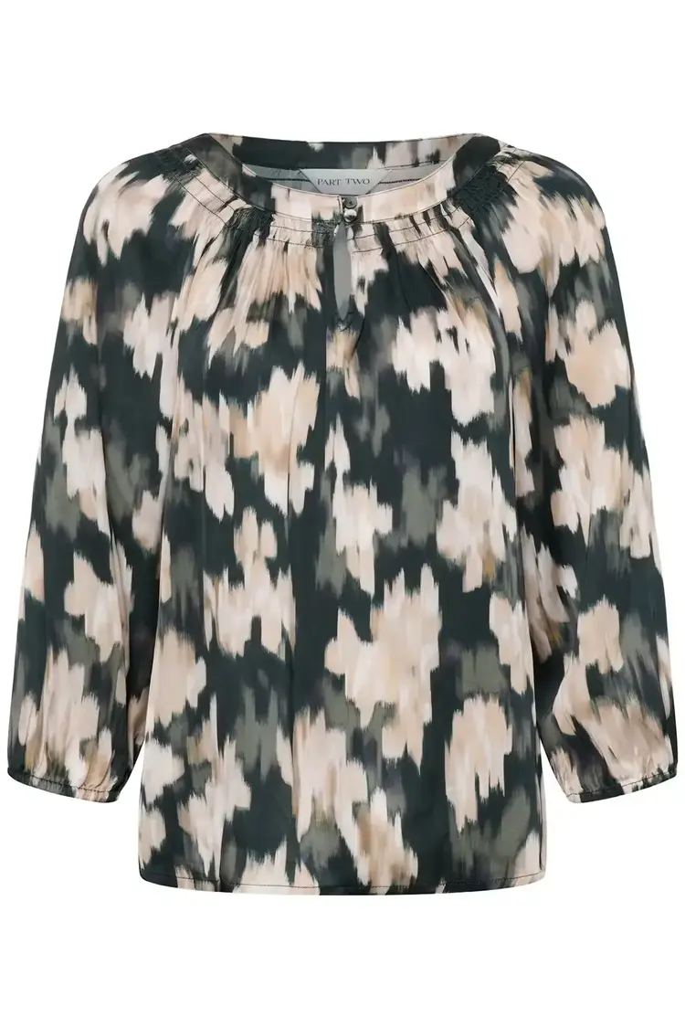 Part Two Catin Blouse Green Blurred Flower