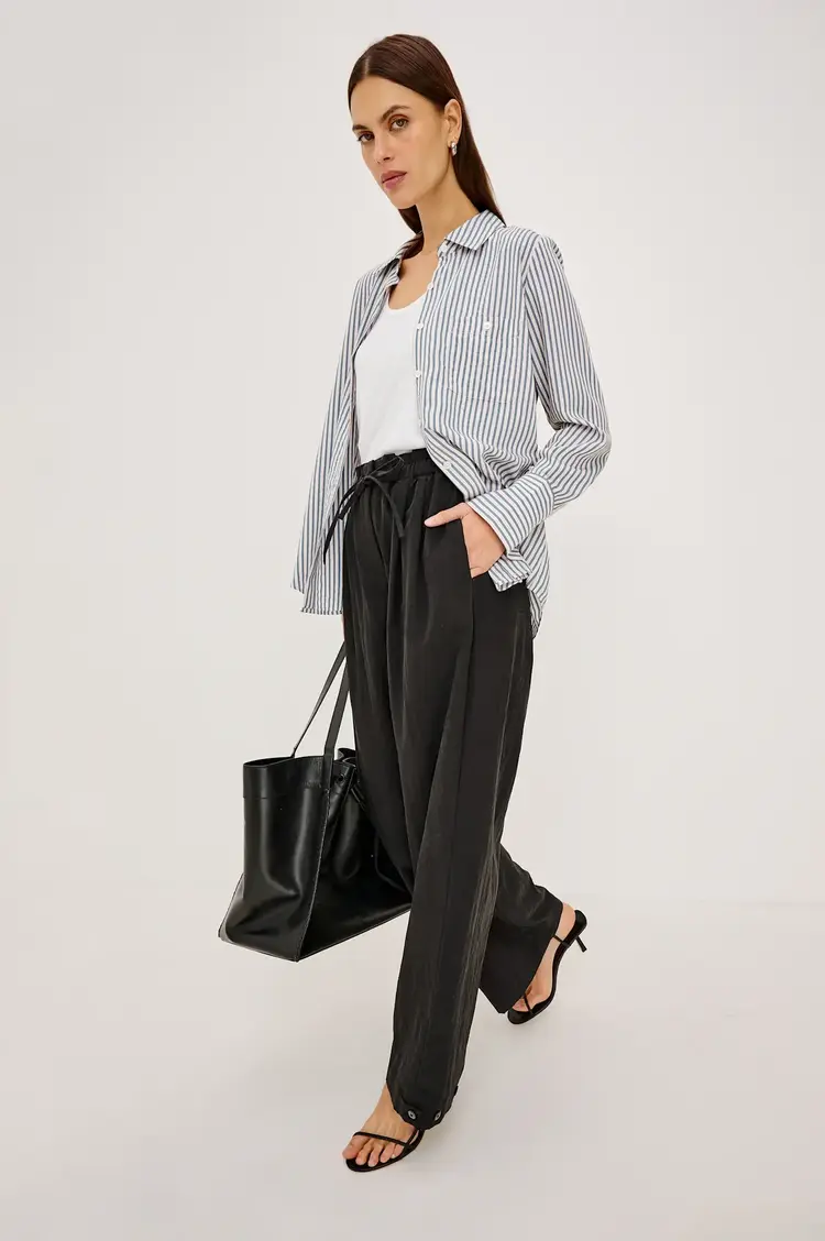 Rails Beck Top Ivory Steelblue Stripe
