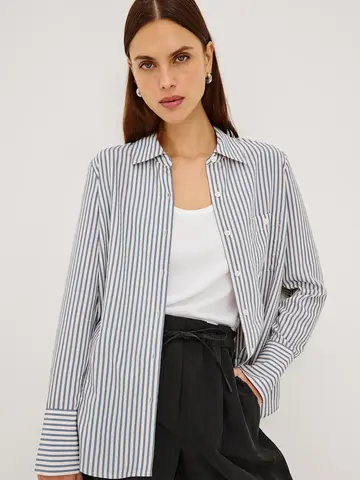 Rails Beck Top Ivory Steelblue Stripe