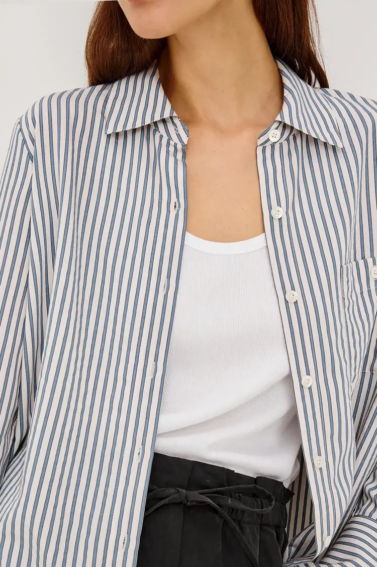 Rails Beck Top Ivory Steelblue Stripe