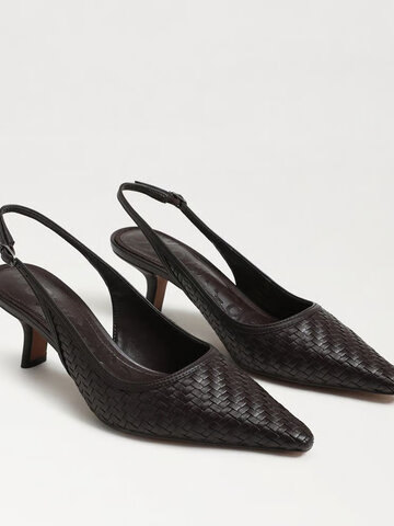 Sam Edelman Bianka Weave Slingback Pump Cafe Noir Weave Leather