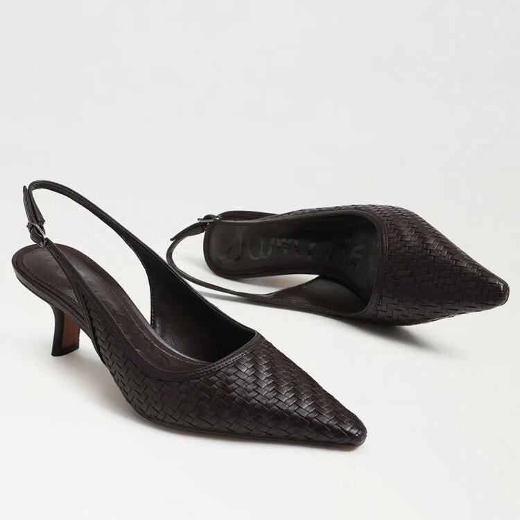 Sam Edelman Bianka Weave Slingback Pump Cafe Noir Weave Leather