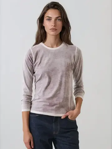 Patrick Assaraf Reverse Spray Lightweight Pima Cotton Slim T-Shirt Brown Stone