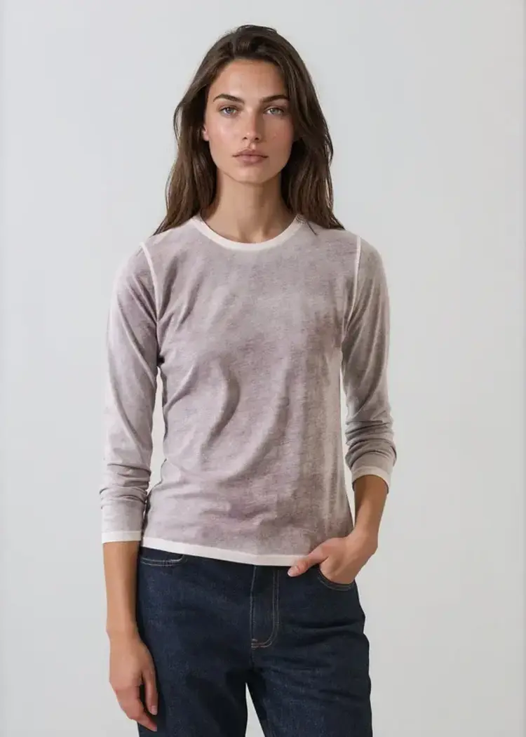 Patrick Assaraf Reverse Spray Lightweight Pima Cotton Slim T-Shirt Brown Stone