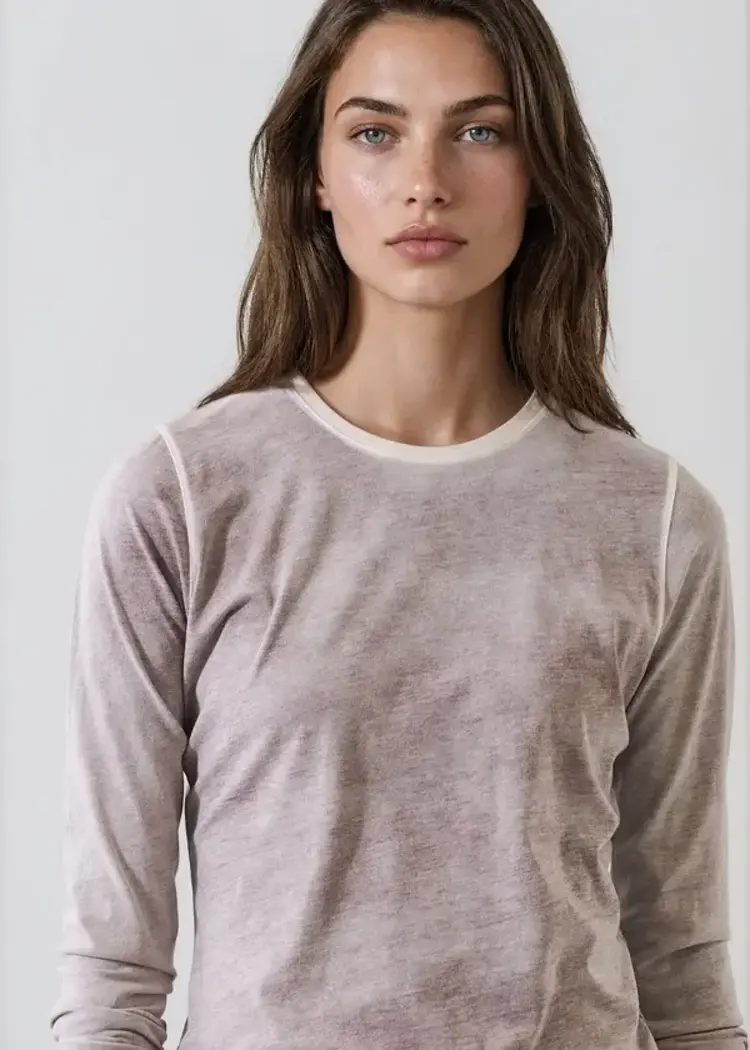 Patrick Assaraf Reverse Spray Lightweight Pima Cotton Slim T-Shirt Brown Stone
