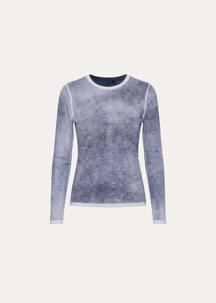 Patrick Assaraf Reverse Spray Lightweight Pima Cotton Slim T-Shirt Storm Blue