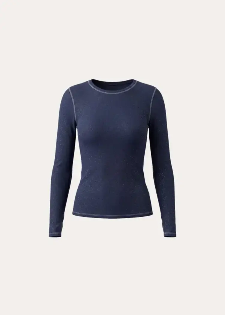 Patrick Assaraf Vintage Wash Pima Cotton Stretch Ribbed T-Shirt Dark Navy