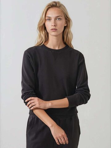 Patrick Assaraf Pima Cotton Stretch Cropped Sweatshirt Molasses