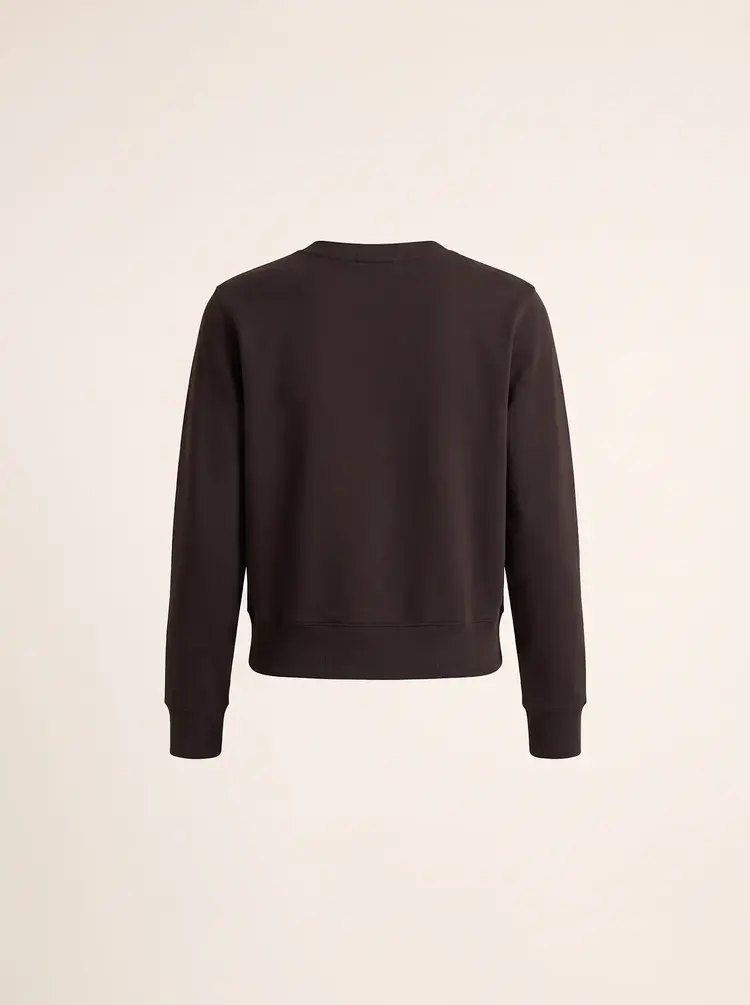Patrick Assaraf Pima Cotton Stretch Cropped Sweatshirt Molasses