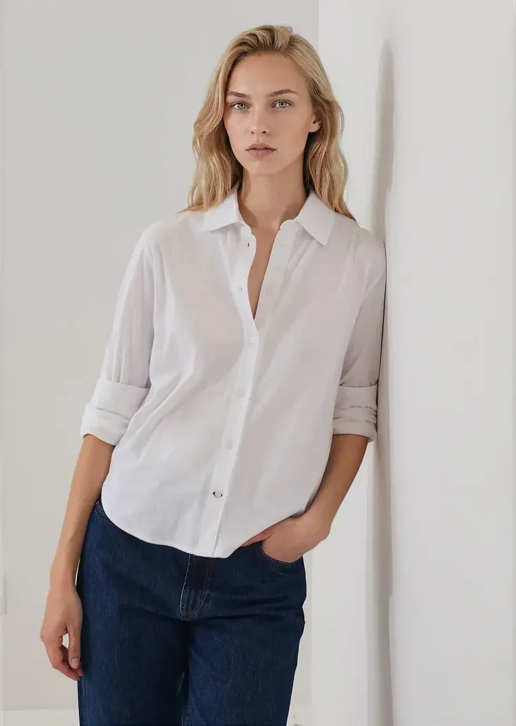 Patrick Assaraf Organic Cotton Relaxed Shirt White