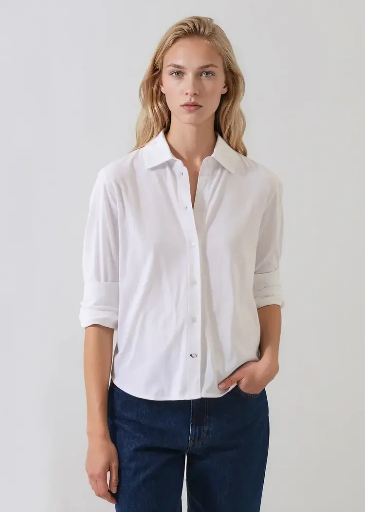 Patrick Assaraf Organic Cotton Relaxed Shirt White