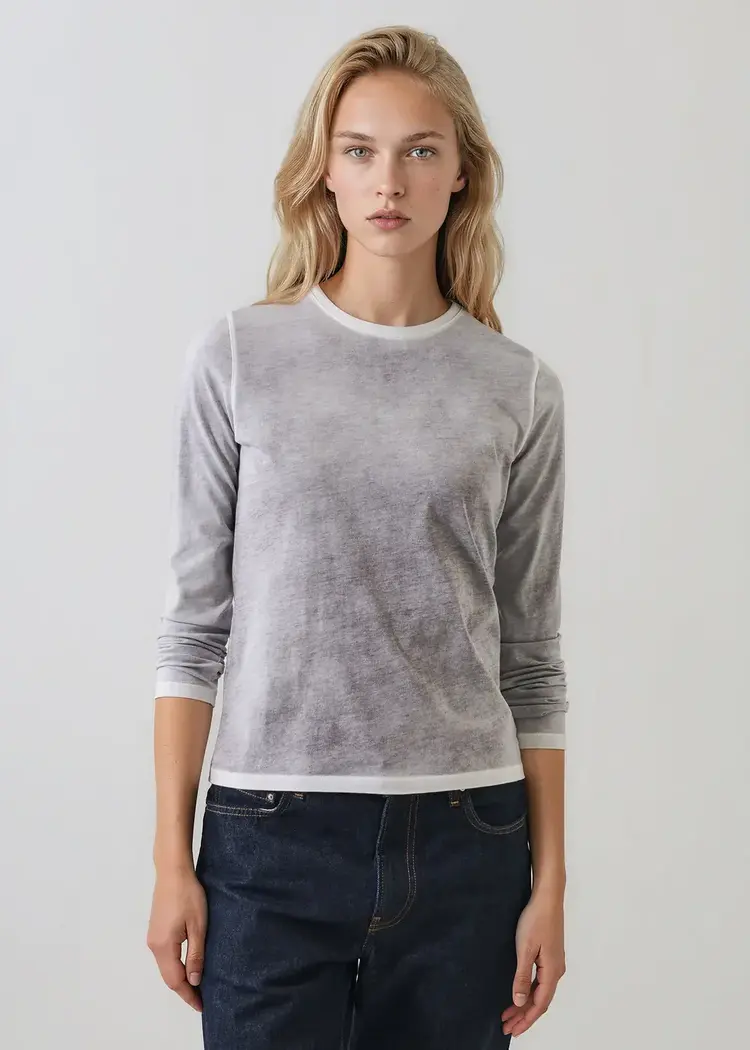 Patrick Assaraf Reverse Spray Lightweight Pima Cotton Slim T-Shirt Thunder Cloud