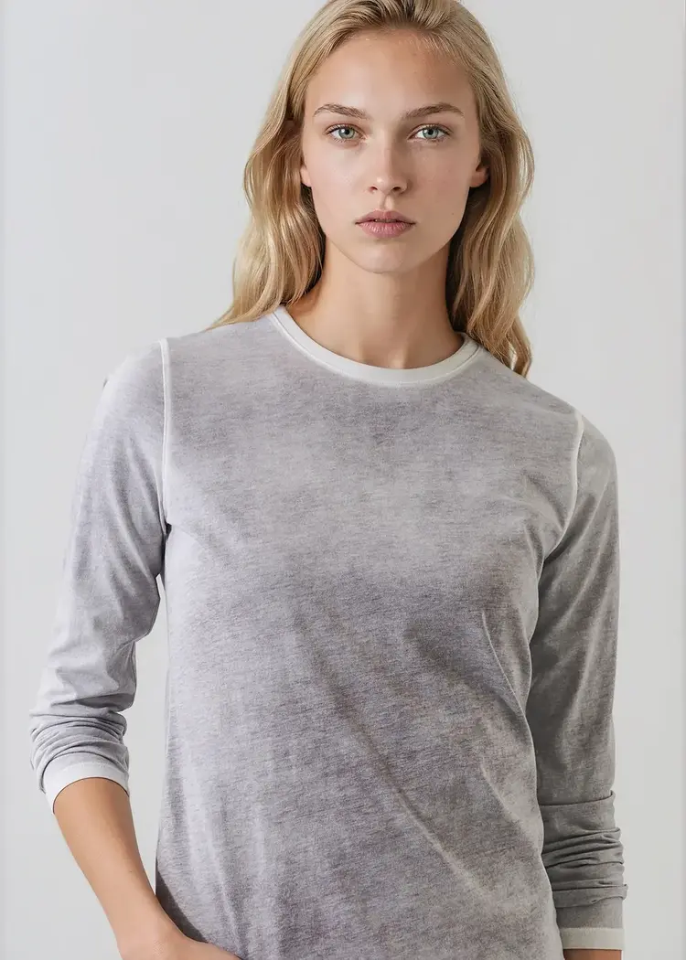 Patrick Assaraf Reverse Spray Lightweight Pima Cotton Slim T-Shirt Thunder Cloud