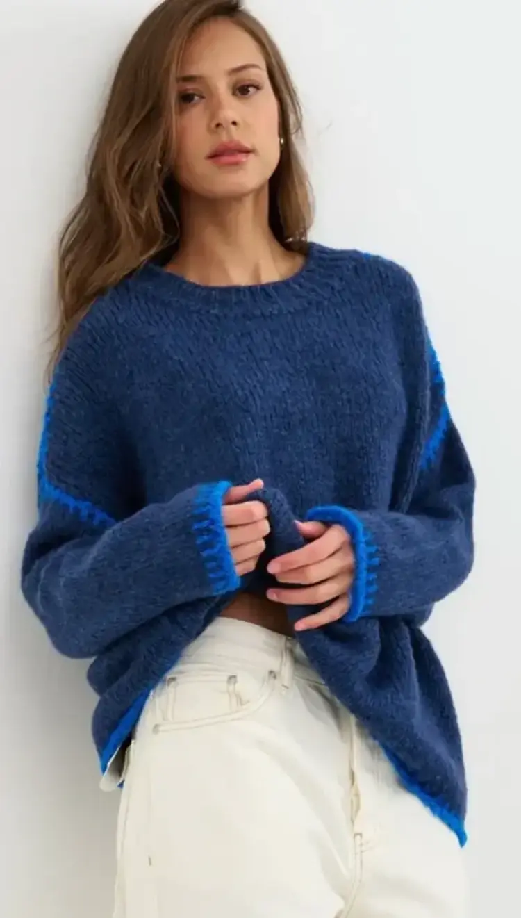 Charli London Cleo Sweater Navy 4350-1083