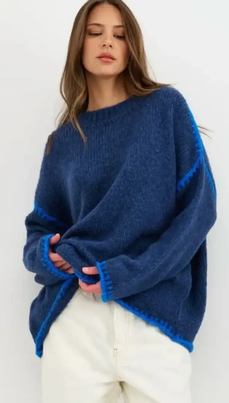 Charli London Cleo Sweater Navy 4350-1083