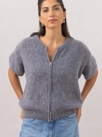 Charli London Gabi Zip Cardigan Grey