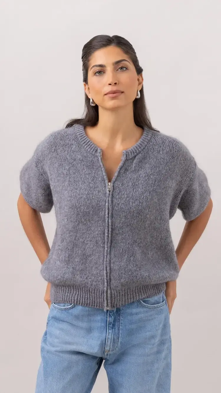 Charli London Gabi Zip Cardigan Grey 4352-7775
