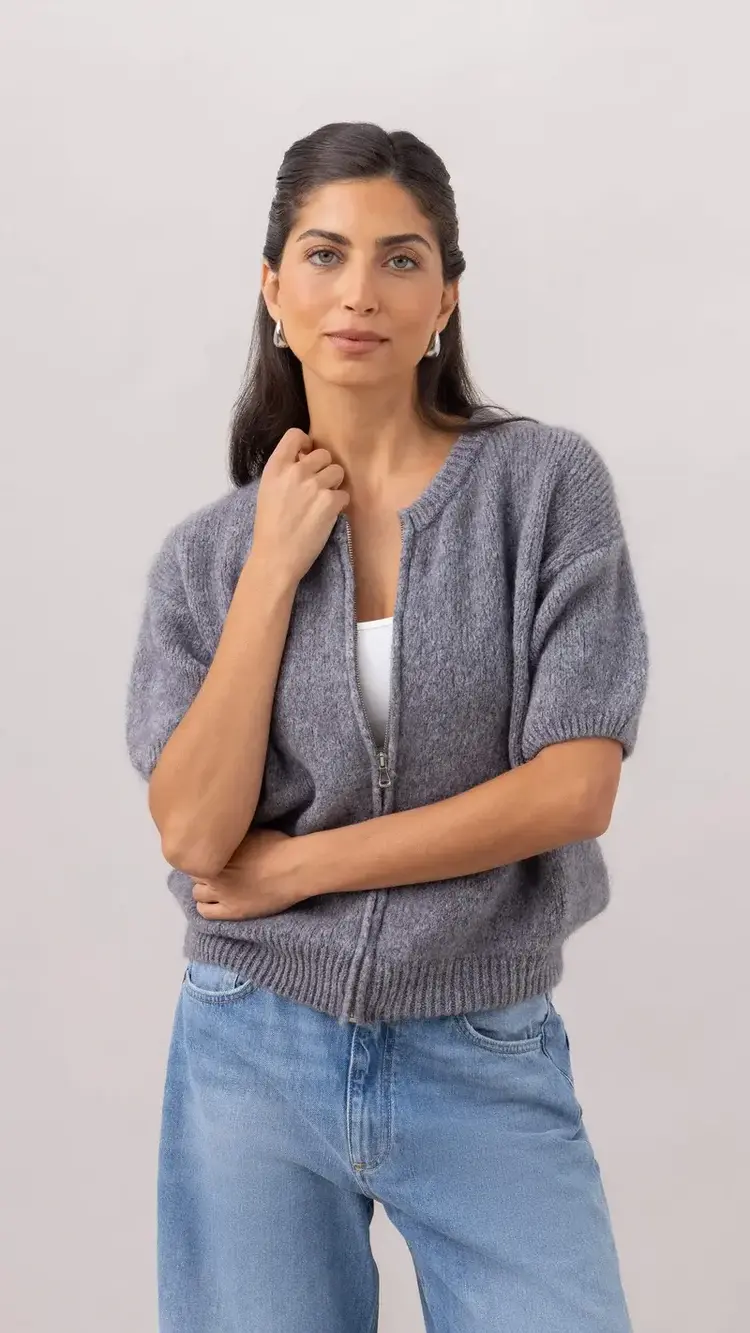 Charli London Gabi Zip Cardigan Grey 4352-7775