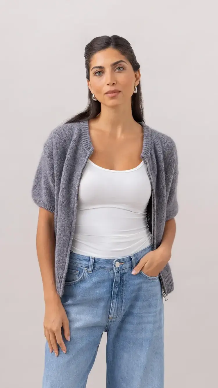Charli London Gabi Zip Cardigan Grey 4352-7775