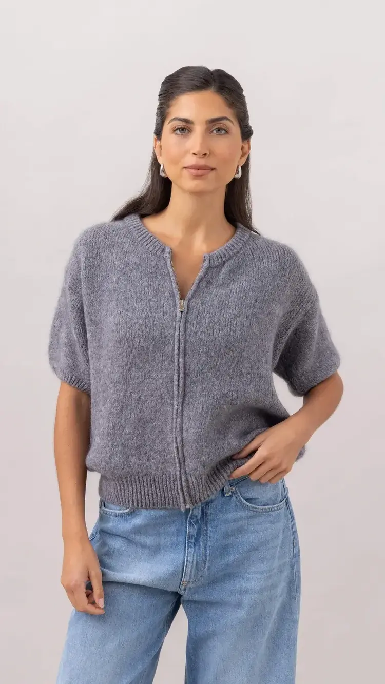 Charli London Gabi Zip Cardigan Grey 4352-7775