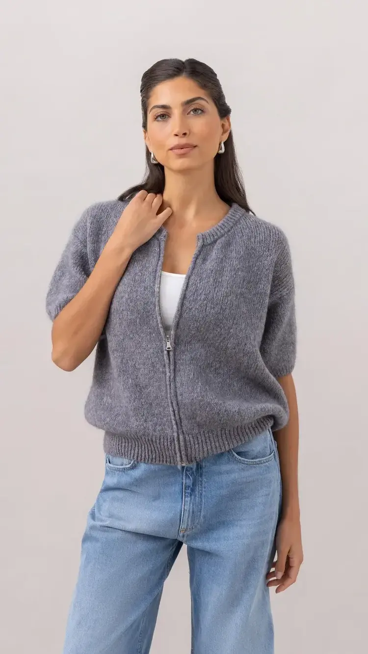 Charli London Gabi Zip Cardigan Grey 4352-7775