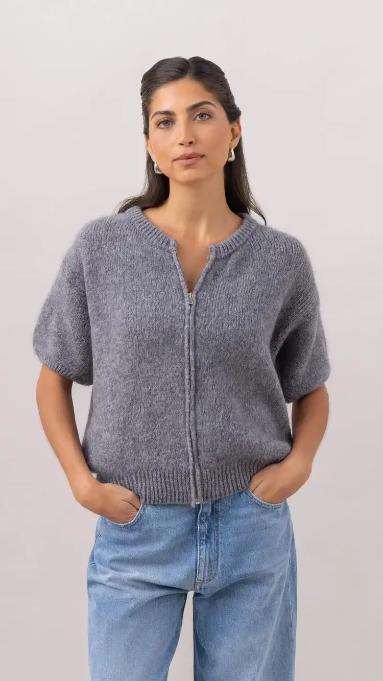 Charli London Gabi Zip Cardigan Grey 4352-7775