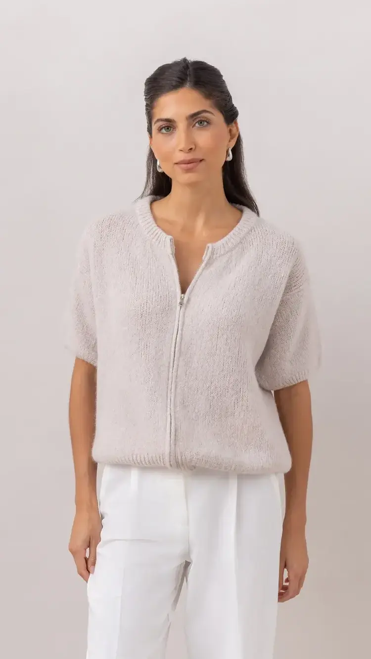 Charli London Gabi Zip Cardigan Ivory 4352-7775