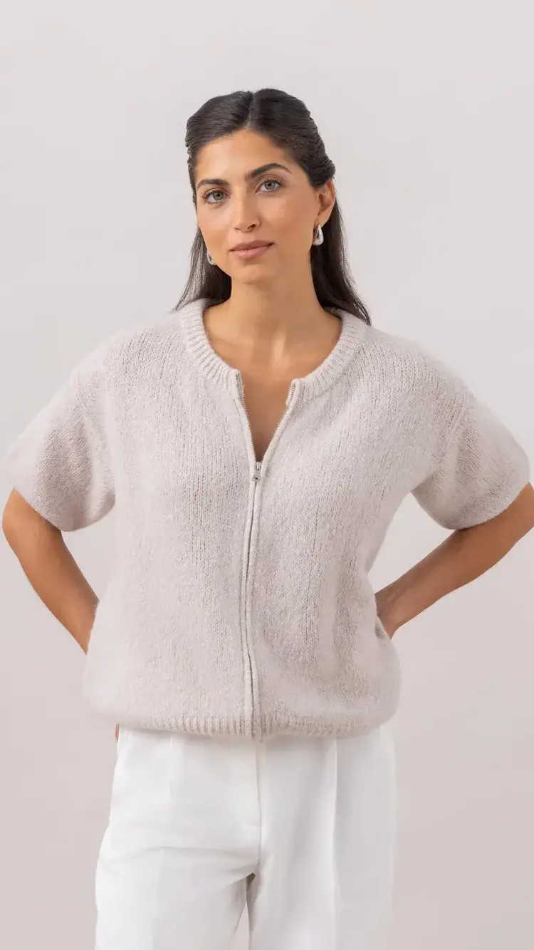 Charli London Gabi Zip Cardigan Ivory 4352-7775