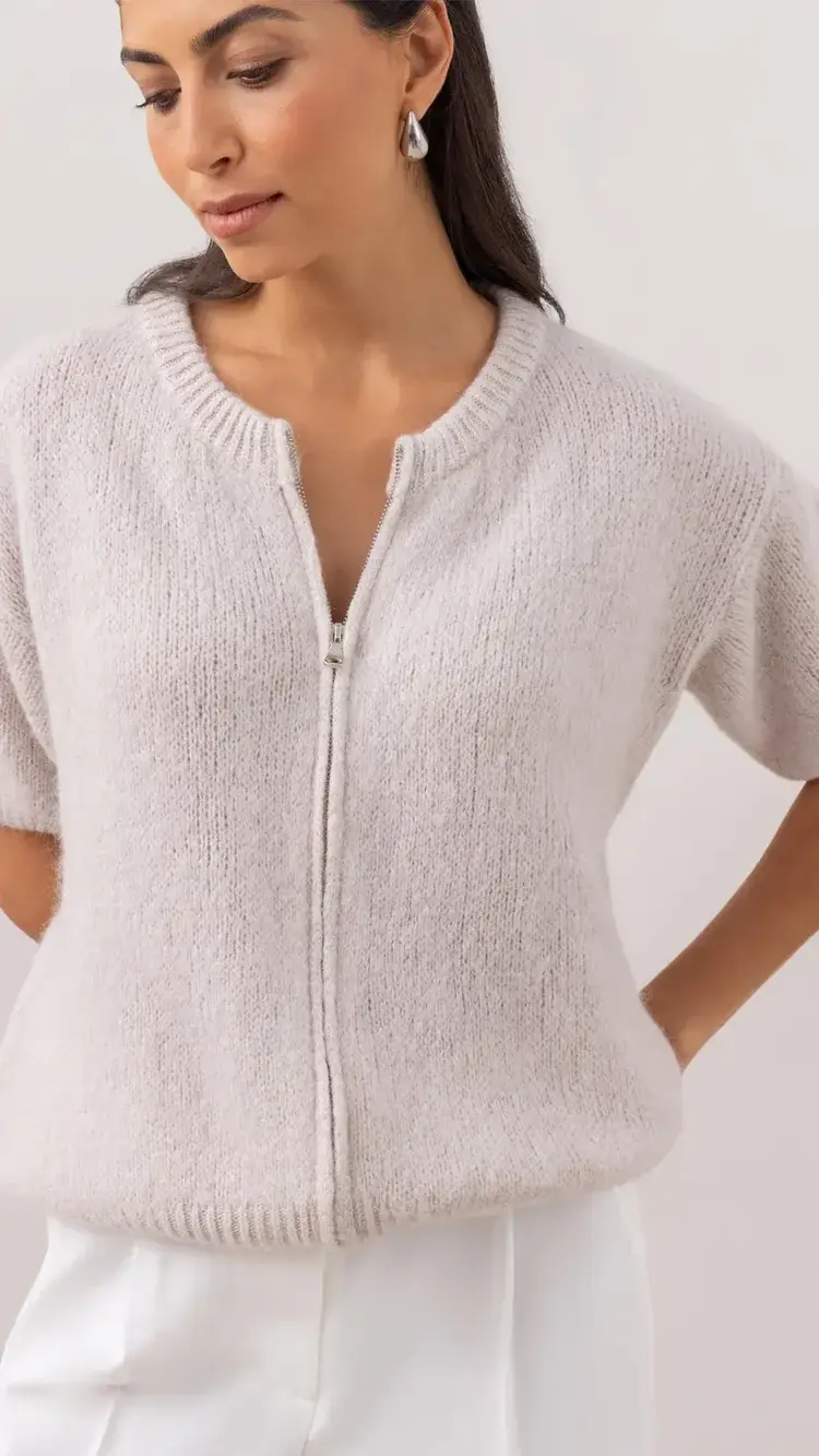 Charli London Gabi Zip Cardigan Ivory 4352-7775