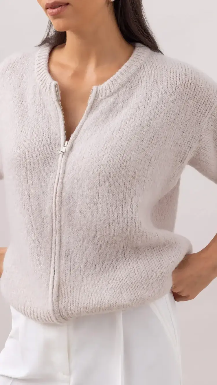 Charli London Gabi Zip Cardigan Ivory 4352-7775